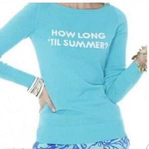 Lilly Pulitzer How Long Til Summer teal sweater